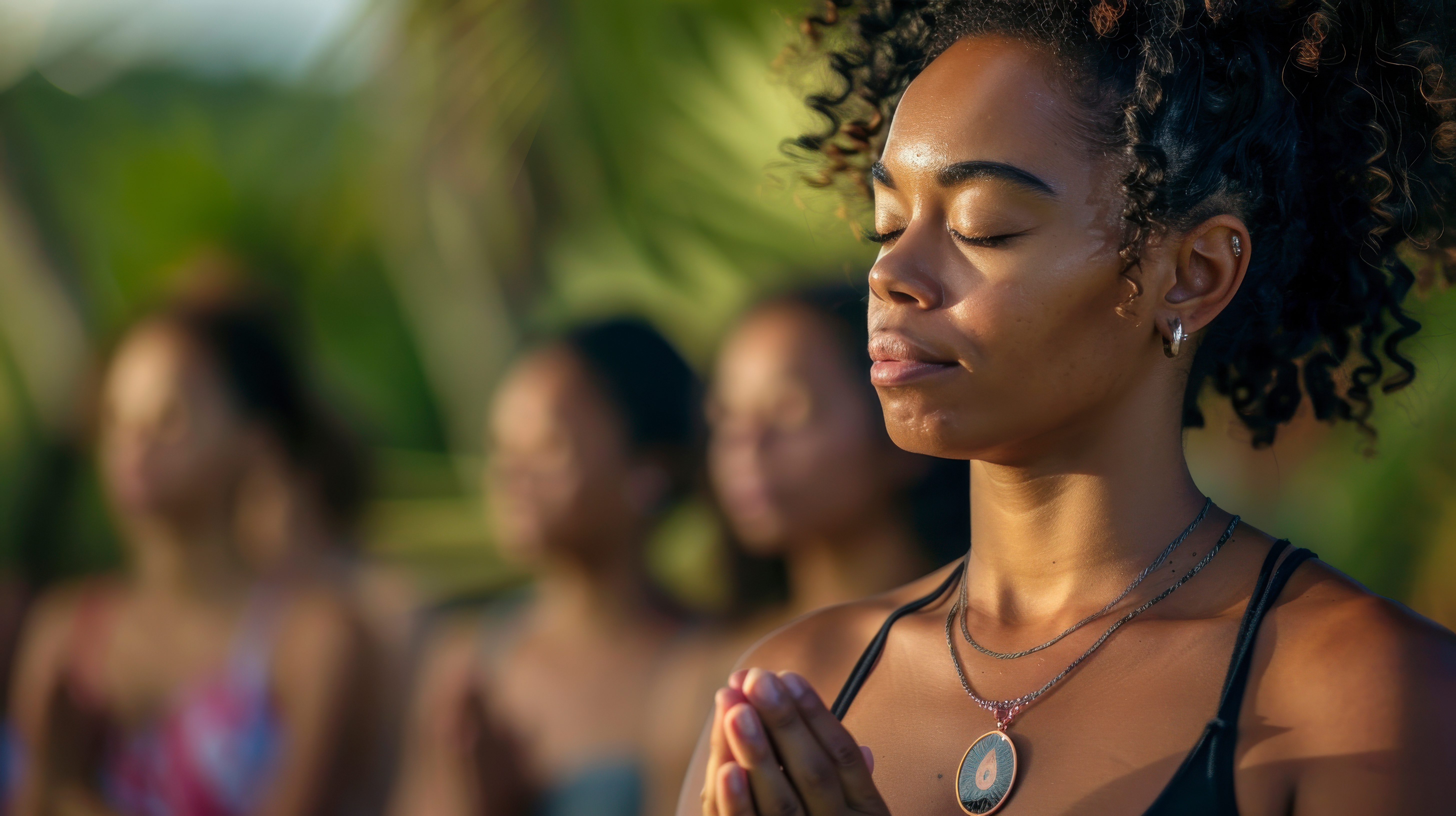 Black women meditating